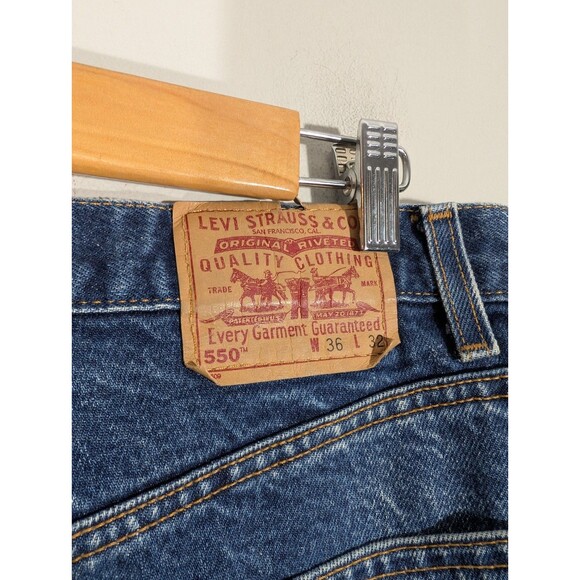 Levi's 550 Men Blue Straight Leg Denim Jeans Sz 36 Vintage Western Farm - Picture 4 of 10